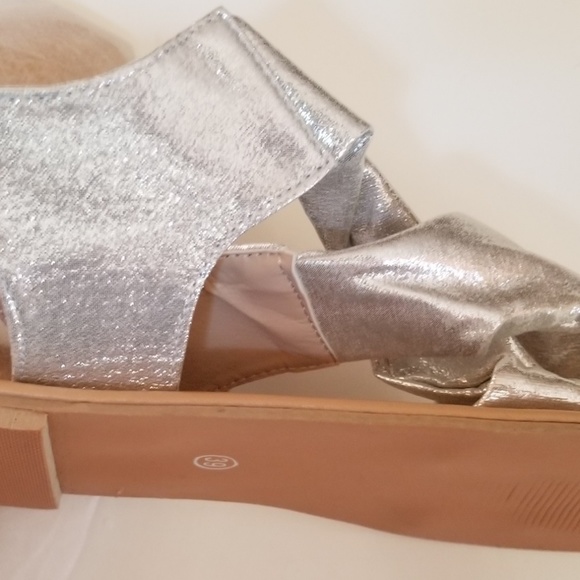 Flat Metallic Silver Flat Sandal - Picture 2 of 4